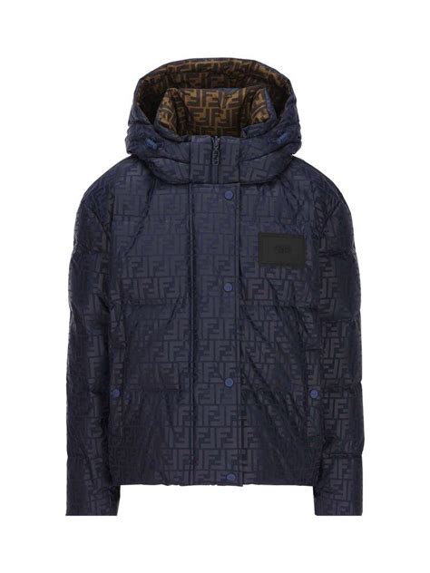 fendi puffer jacket blue|Fendi raglan puffer jacket.